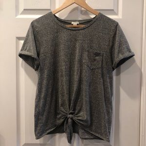 J. Crew Gray Knotted Pocket T-Shirt Short Sleeve